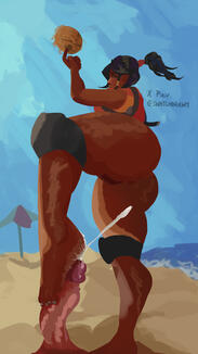 (Overwatch) Pharah Beach Rescue Footjob